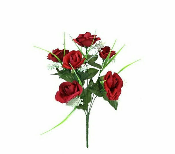 

Искусственные цветы Букет Розы открытой, шелк, 7 голов, 370 мм