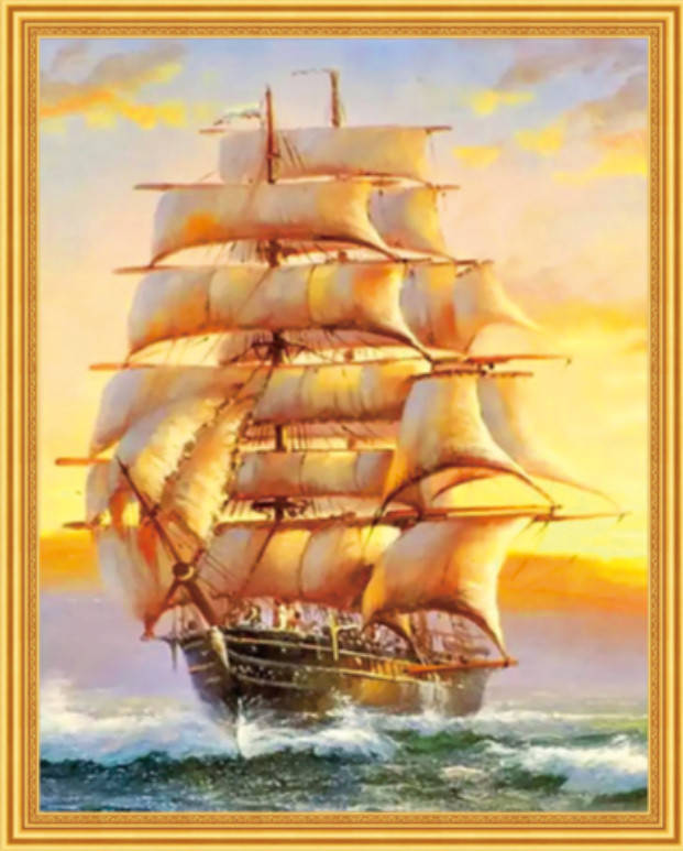 

65*50см Белые паруса, алмазная живопись, полная выкладка