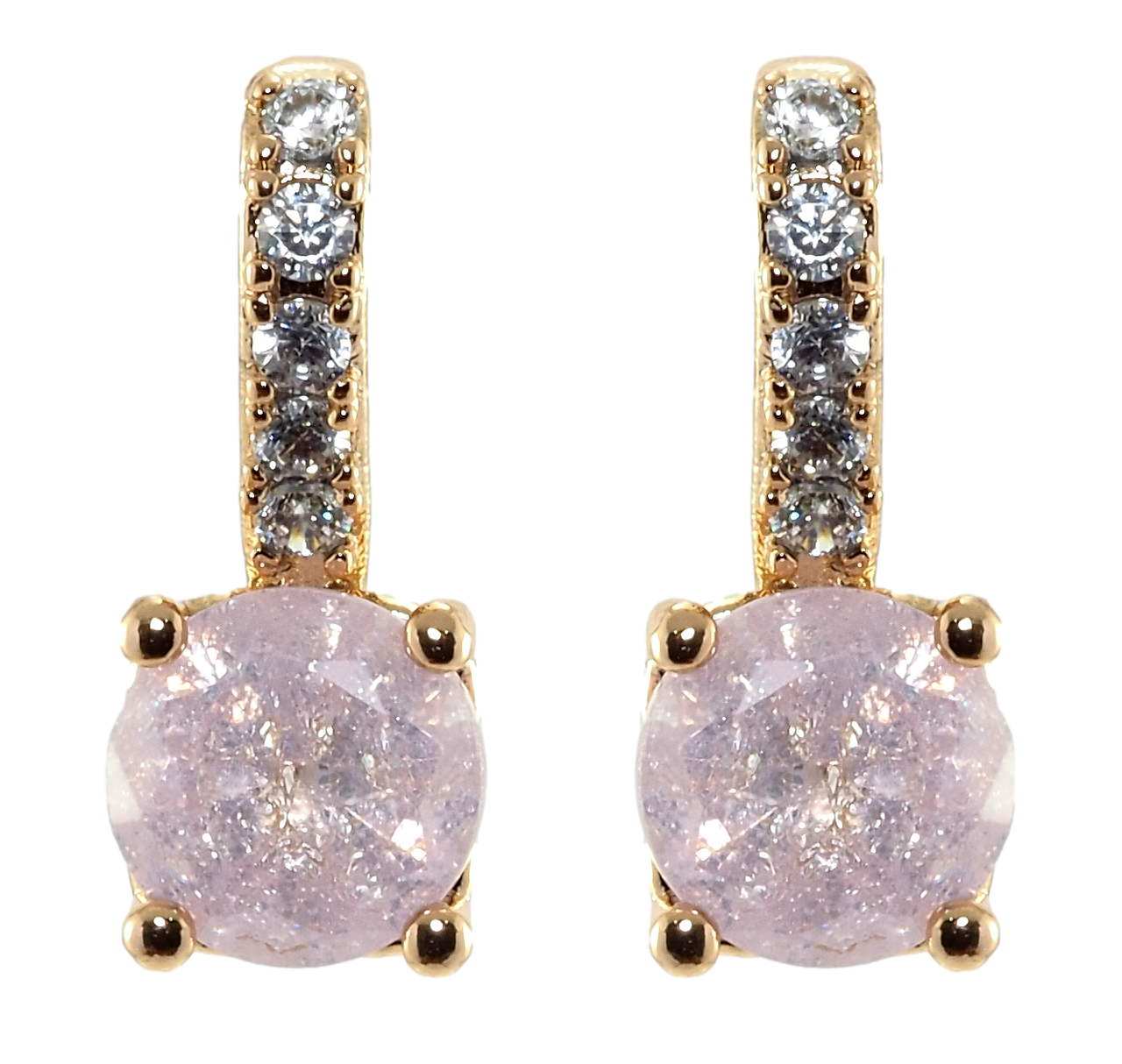 

Серьги Xuping Позолота 18K гвоздики (пусеты) "Розовый фианит на дужке с цирконием"