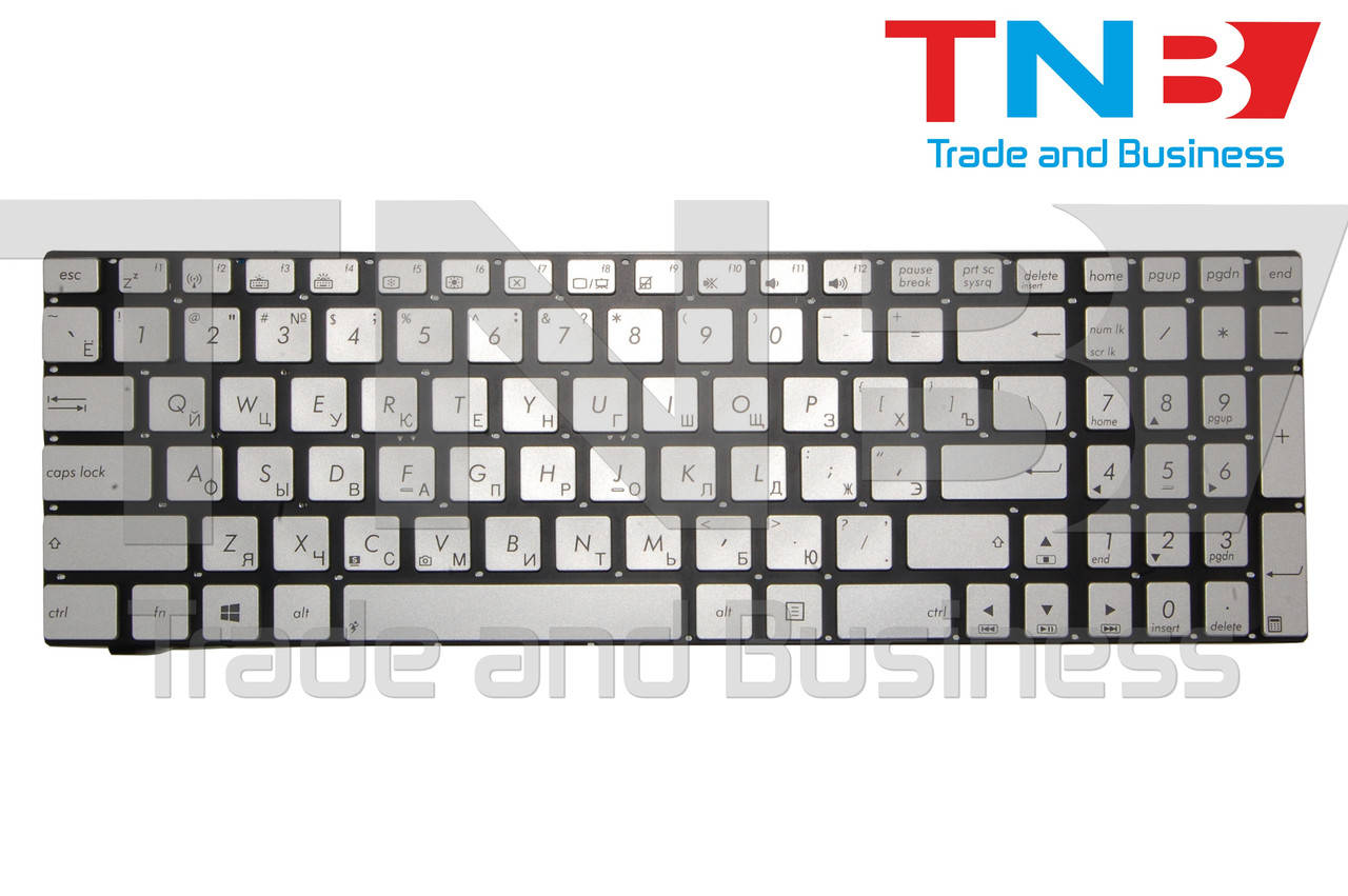

Клавиатура ASUS N550LF N550JK-DB74 N750 N750J N750JK N750JV Q550 СЕРЕБРИСТАЯ без рамки с подсветкой, Серебристый