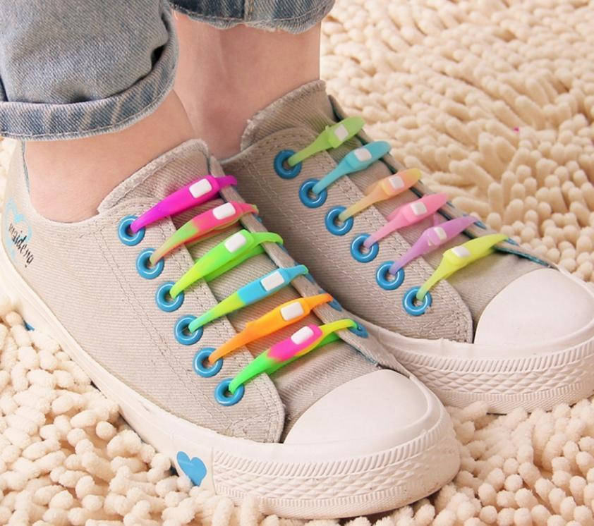 

6шт Силиконовые ленивые шнурки двухцветные