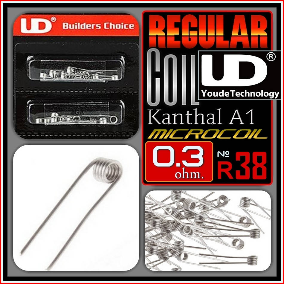 

R38 UD Regular Coil 0.3 ohm. Преднамотанная спираль microcoil. Кантал 0,5 mm. Оригинал.