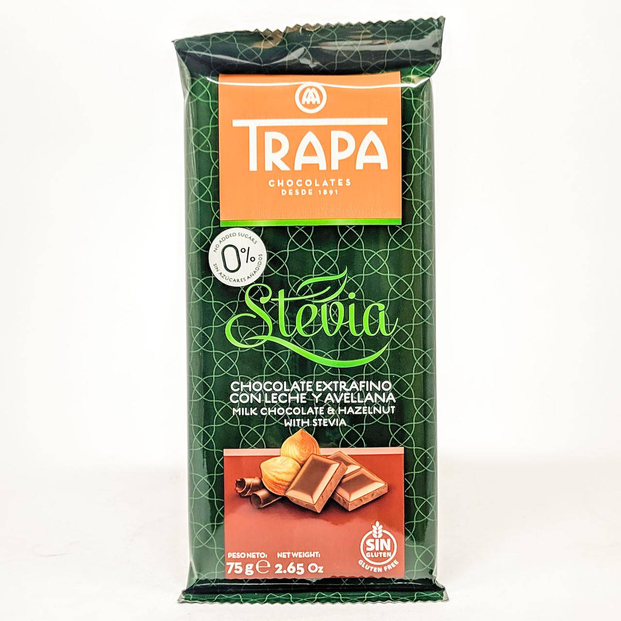 

Шоколад без сахара Trapa Stevia Milk Chocolate Hazelnut 75 gramm