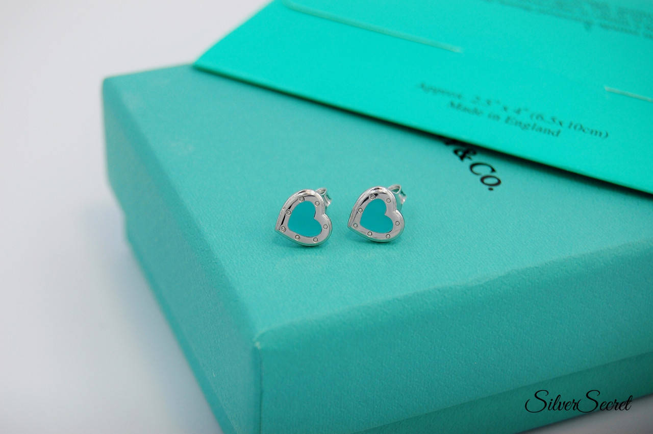 

Серебряные серьги в стиле Тиифани голубое сердце