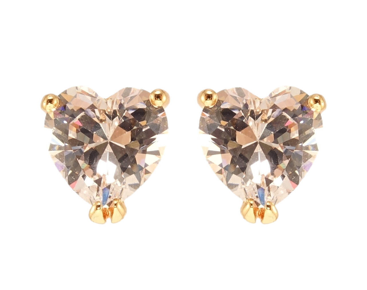 

Серьги Xuping M&L желтый оттенок гвоздики (пусеты) "Кристальные сердечки" 8х9мм