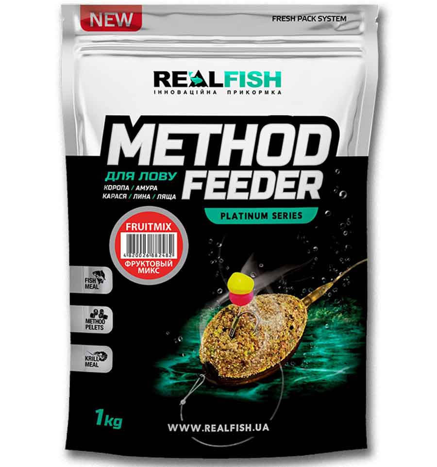 

Прикормка для рыбалки REAL FISH Метод ФРУКТОВЫЙ МИКС, 1 кг