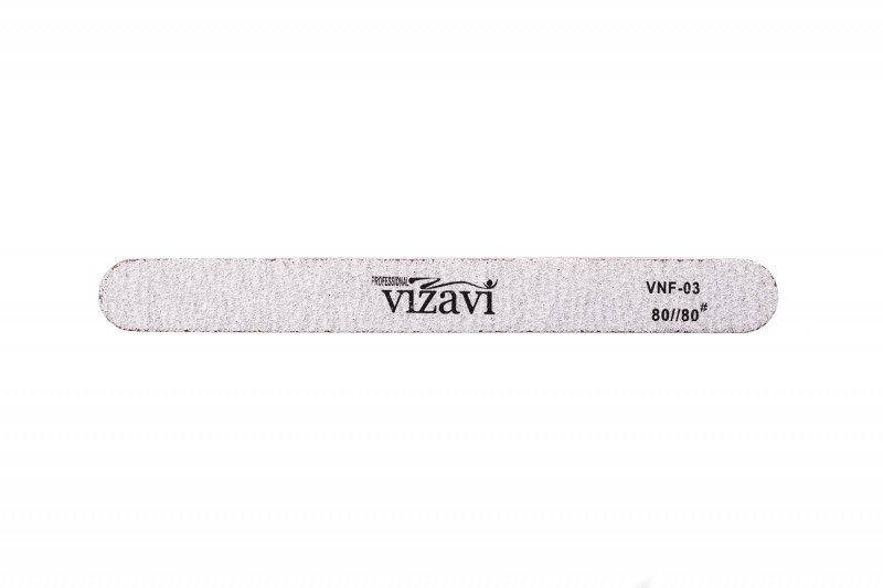 

Пилка Vizavi прямая узкая для искусственных ногтей, абразивность 80/80 VNF-03