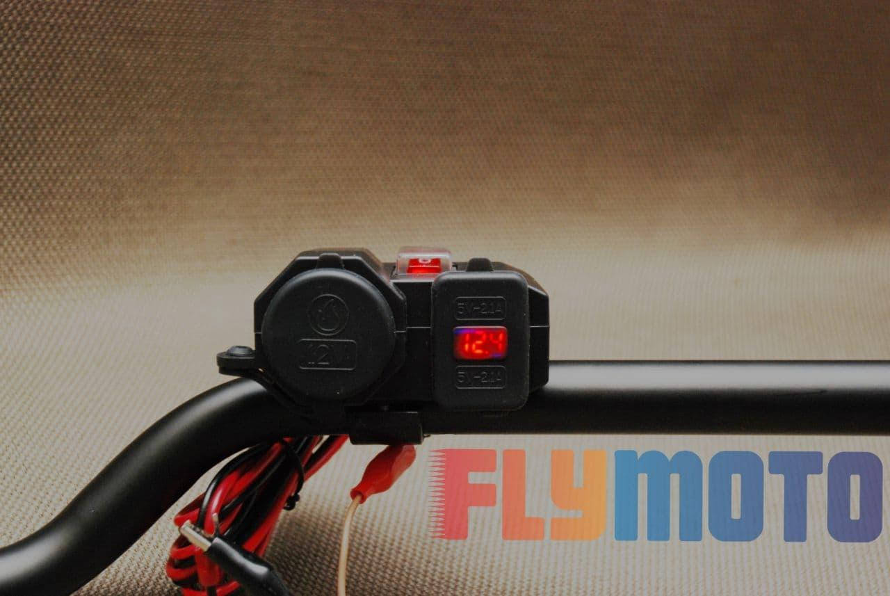 

Прикурювач прикуриватель на мотоцикл на руль USB вольтметр зарядка мото