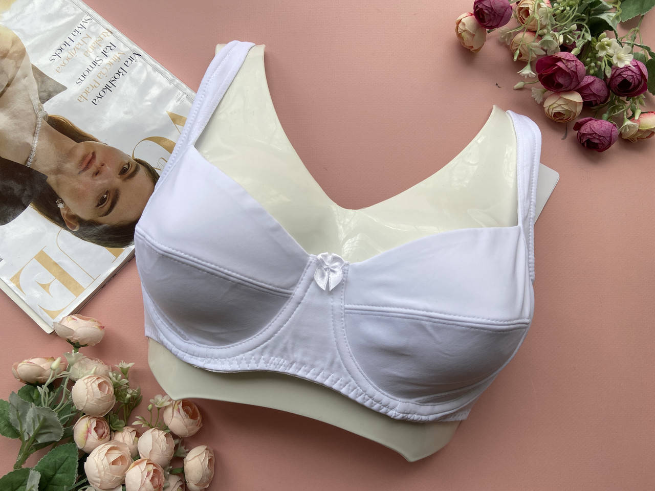 

75/80/85/90C Белый бюстгальтер без поролона из гладкой ткани без пуш-ап 75С