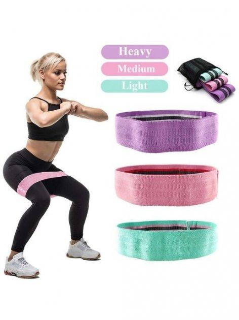 

Тканевые резинки в наборе 3 шт. для фитнеса и спорта U-Powex Hip Resistance Band