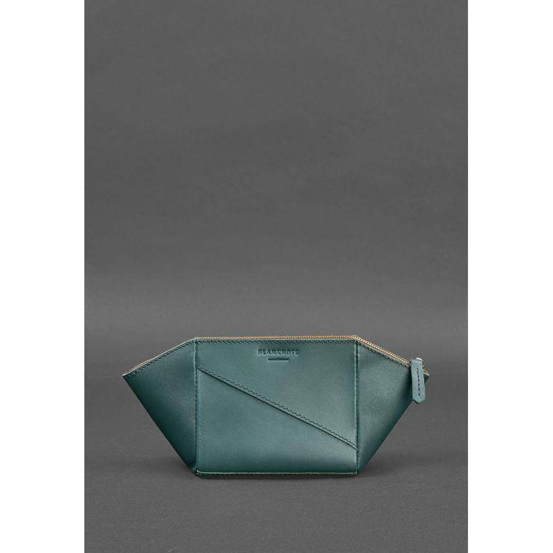 

Женская кожаная косметичка Краст зеленая, Зелёный