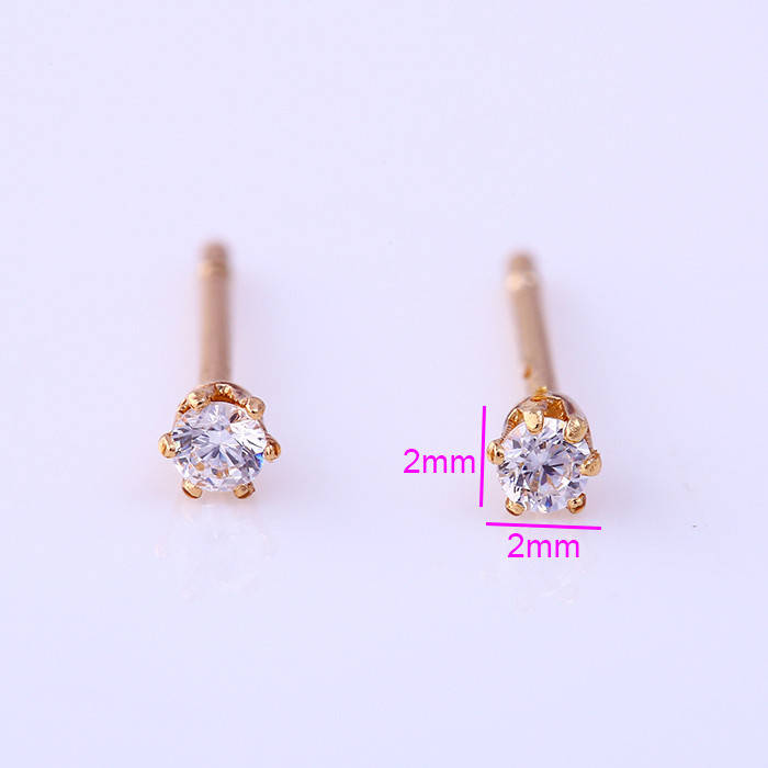 

Серьги гвоздики, Мерцающий цирконий, 2мм, позолота Xuping 18К