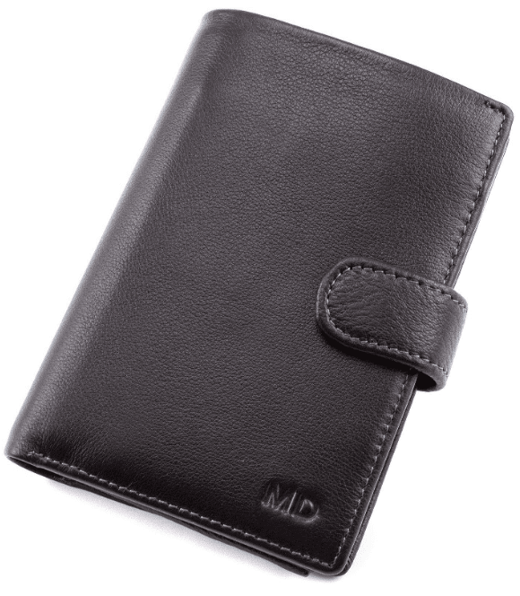 

Чёрный кожаный портмоне под документы MD Leather 22-302b, Черный