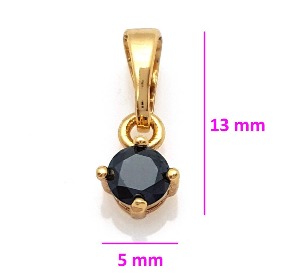 

Кулон позолоченный, Черный цирконий, 5 мм