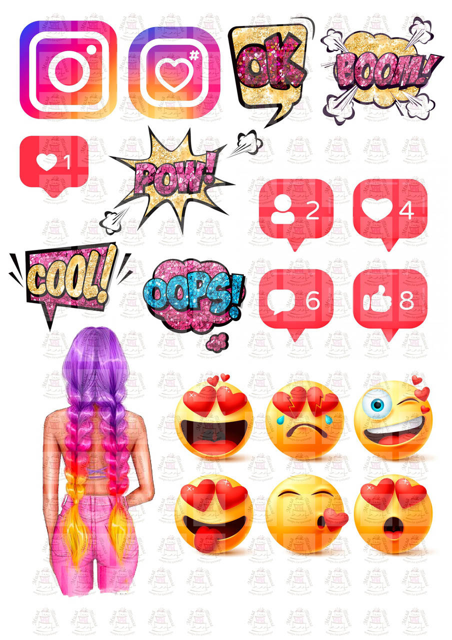 

Вафельные картинки Likee 8, Разные цвета