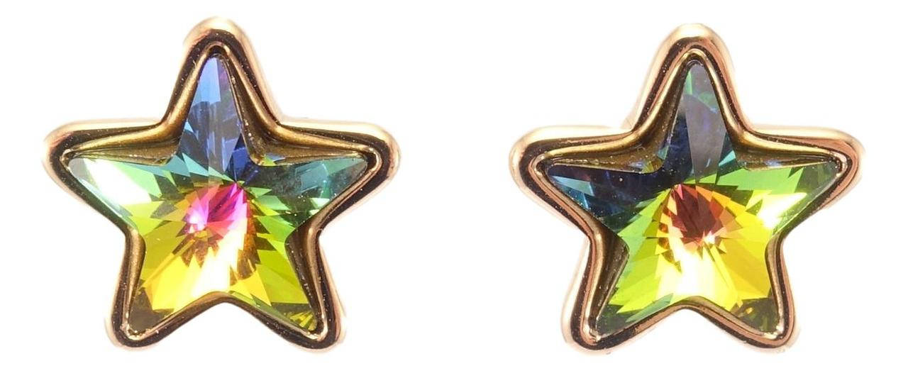 

Серьги ХР Позолота 18К с кр-ми Swarovski гвоздики (пусеты) "Звездочки с кристаллами Vitrail Medium"