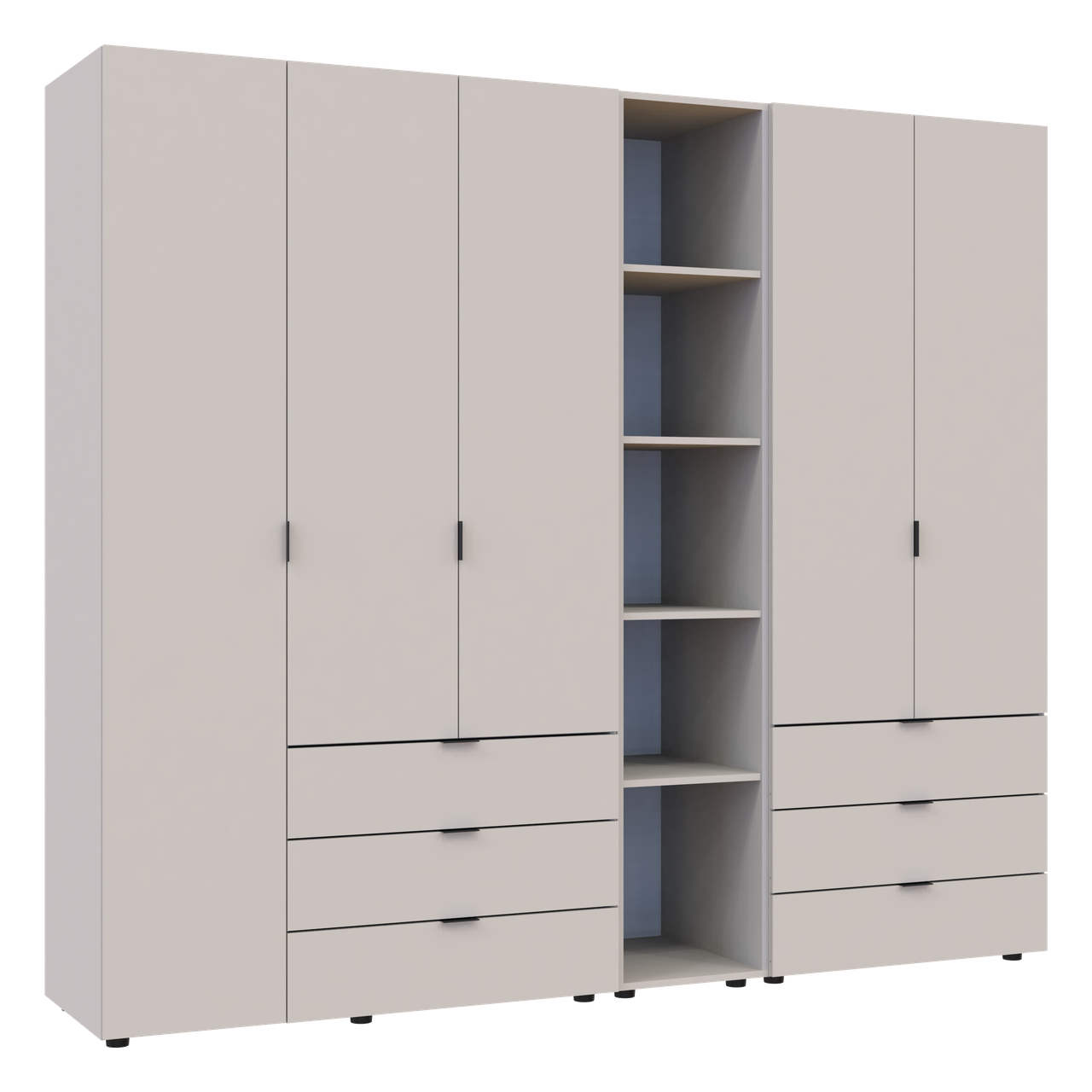 Розпашна Шафа для одягу Doros Гелар з Етажеркою Кашемір 2+3 ДСП 231.9х49.5х203.4 (80737650) 2