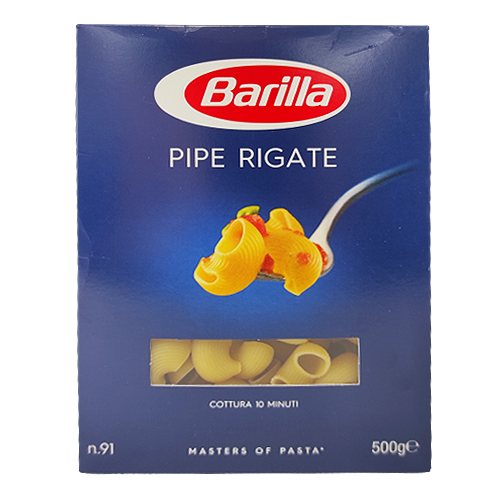 

Макарони Барілла №91 Піпе рігате Barilla Pipe rigate 500g 12шт/ящ (Код : 00-00003584)
