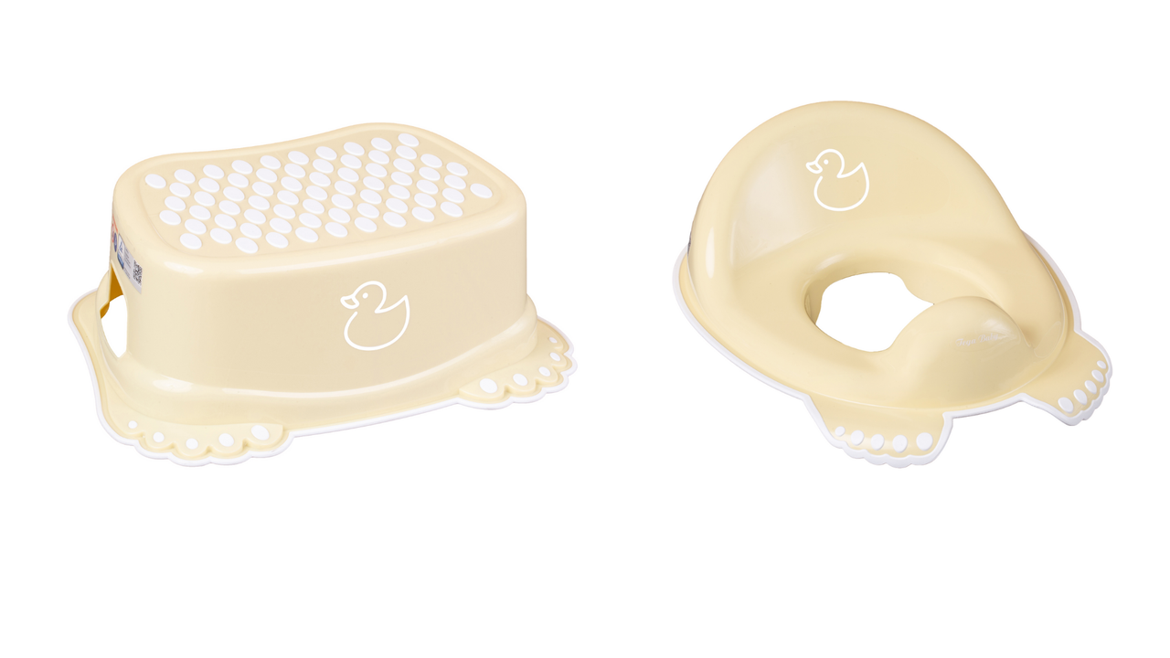 

Комплект 2 единицы, накладка на унитаз и подставка для ног антискользящие "Уточка"