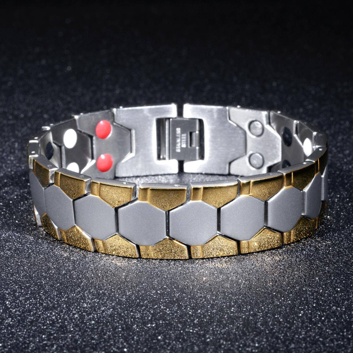 

Мужской браслет из стали широкий "Тибетский волк"