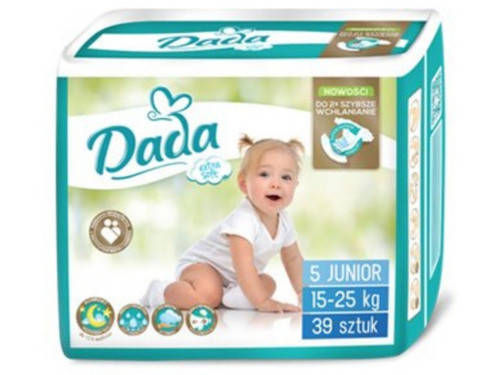 

Подгузники DADA EXTRA SOFT 5 JUNIOR (15-25 кг) 39 шт., Белый