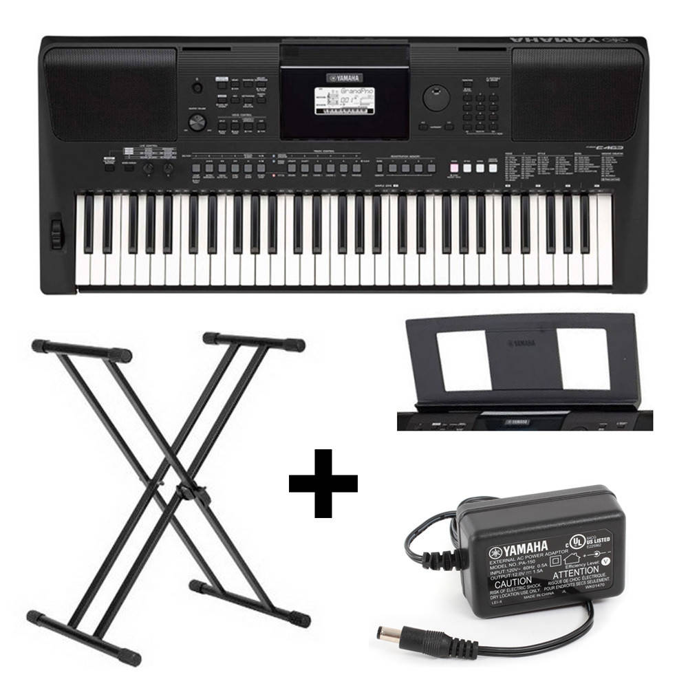 

Синтезатор Yamaha PSR-E463 (стойка, пюпитр, блок питания), Черный