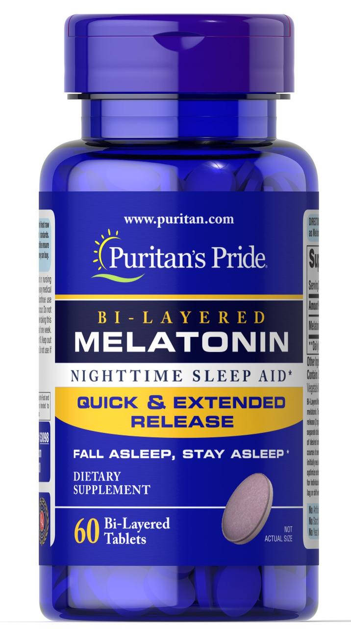 

Puritan's Pride Bi-Layered Melatonin 5 mg 60 Tablets