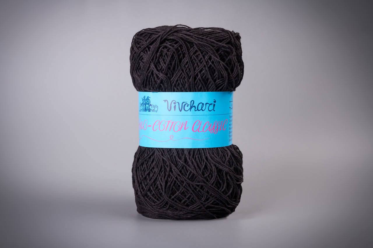 

Пряжа хлопковая Vivchari Ethno-Сotton Classic, Color No.013 черный