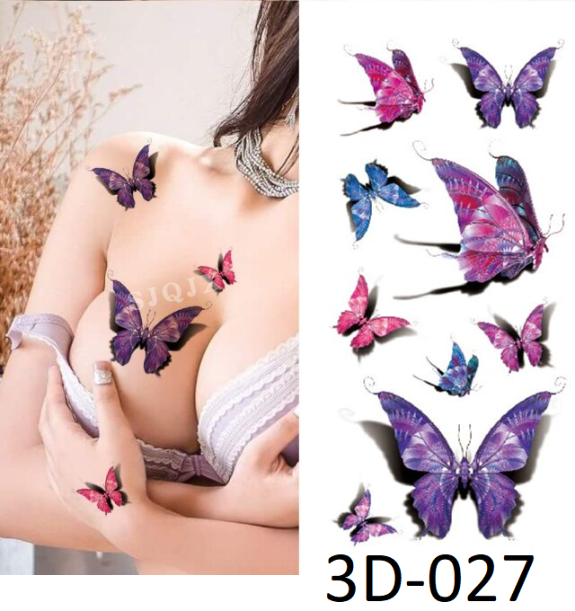 

Флеш тату. 19*9 см, Переводная. Временная. Набор, 3-D, Бабочки, 3D-27 490