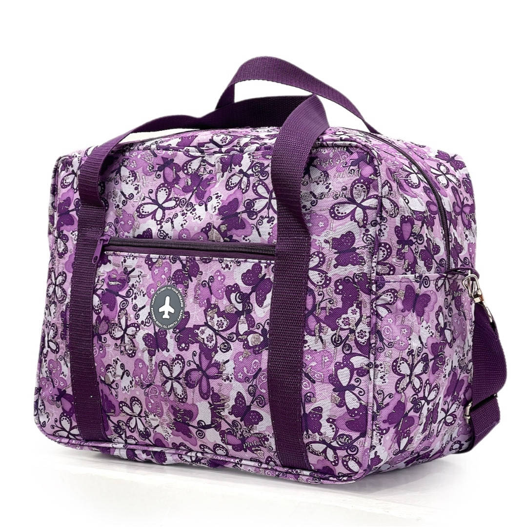 

Сумка для ручной клади фиолетовая бабочки | 40x30x20 см | 24 л | 0.5 кг | Fly 0234, Фиолетовый