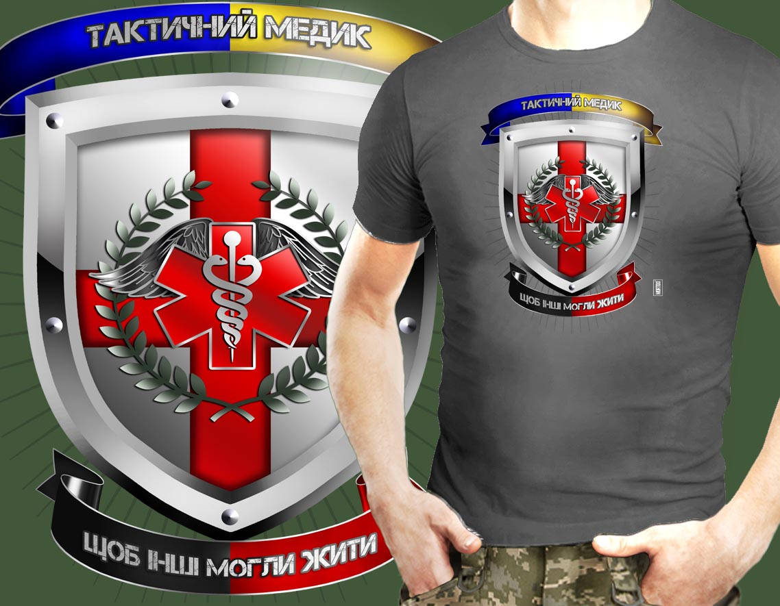 

Футболка мужская с принтом Шеврон Медик Тактичный