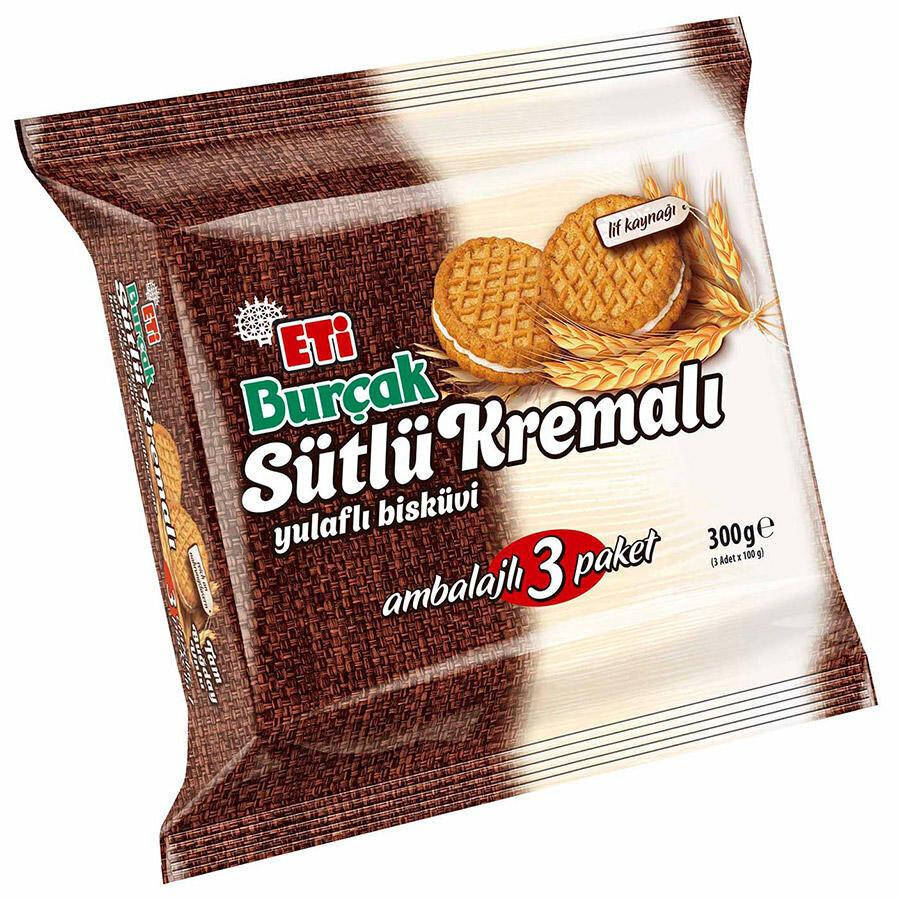 

Печенье с кремом 3х 100 г. ETI burçak sütlü kremalı 4lü paket