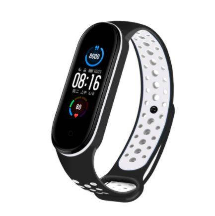 

Браслет ремешок Xiaomi Mi Band 3/4/5/6 Mi Band Сяоми черно-белый