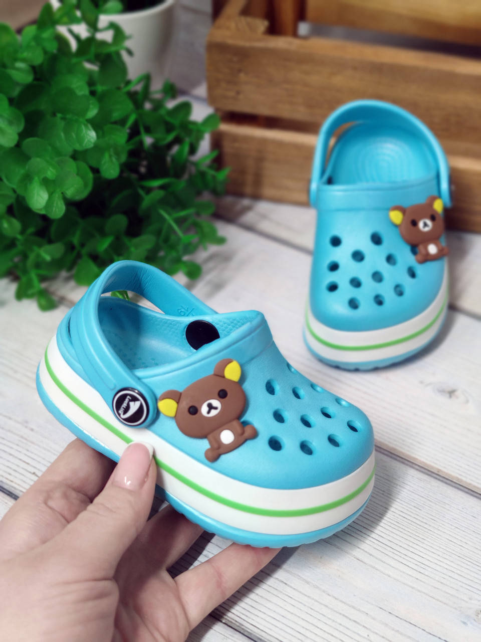 

Кроксы детские летние пляжные сабо Crocs 18/19 - 11,5 см голубые на мальчика, Голубой