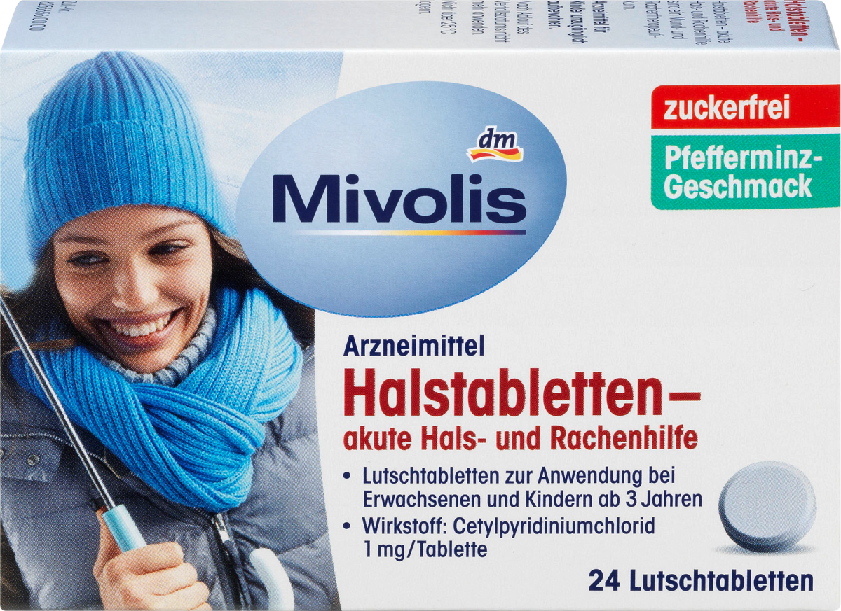 

Леденцы от боли в горле Mivolis Halstabletten, 24 шт