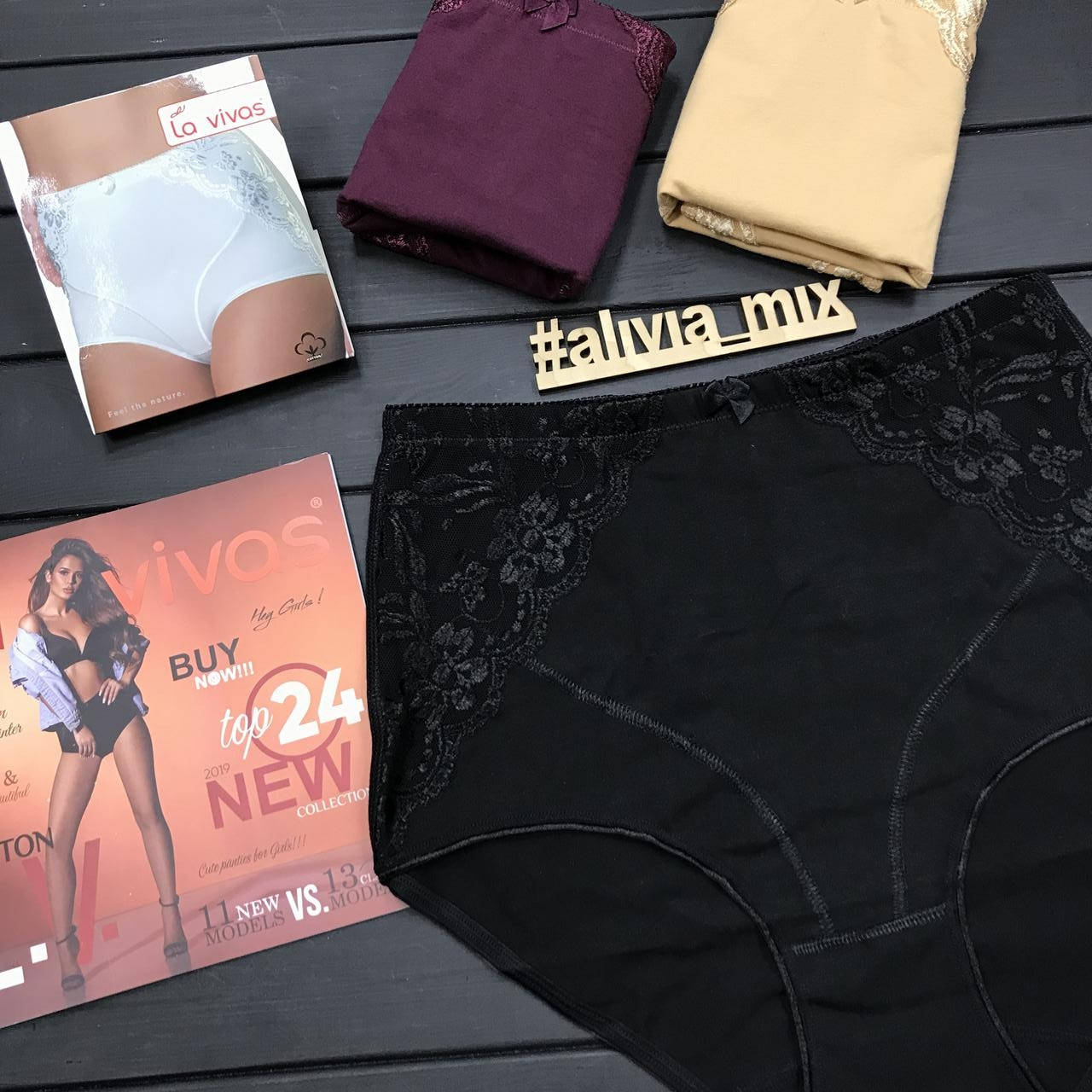 

Женские высокие трусы хлопковые от La vivas XL, Черный