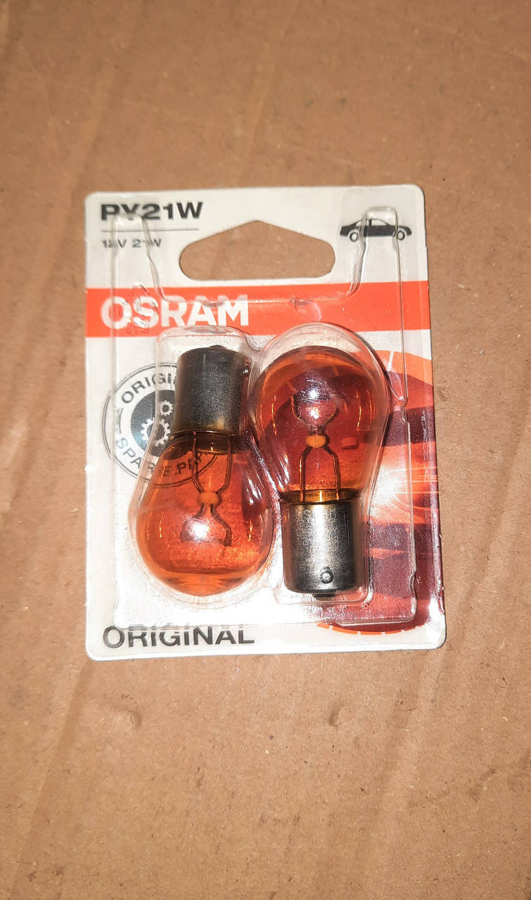 

Лампа вспомогат. освещения РY21W 12V к-т 2шт (пр-во OSRAM)