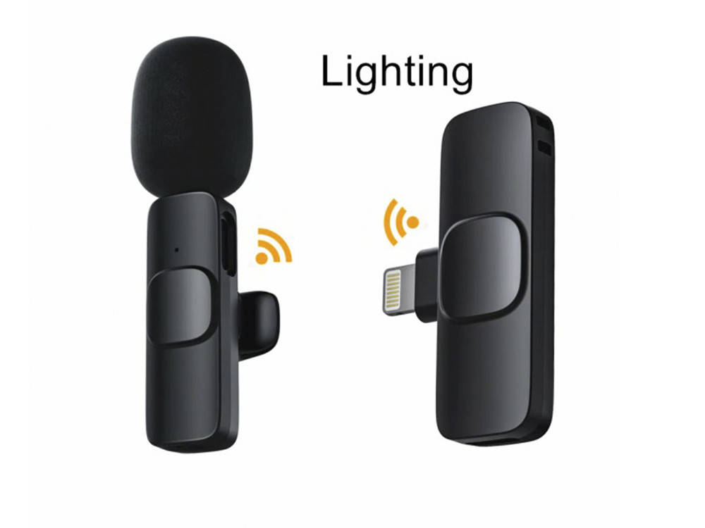 

Петличный микрофон Onedery Беспроводной для iPhone, Pad, iPadPro Lighting Черный