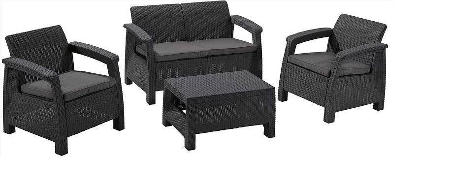 

Комплект пластиковой мебели Corfu II Set графит 223204