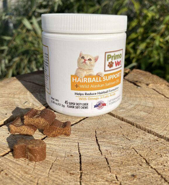 

Primo мягкие жевательные таблетки для вывода шерсти у кошек с маслом дикого лосося 45шт