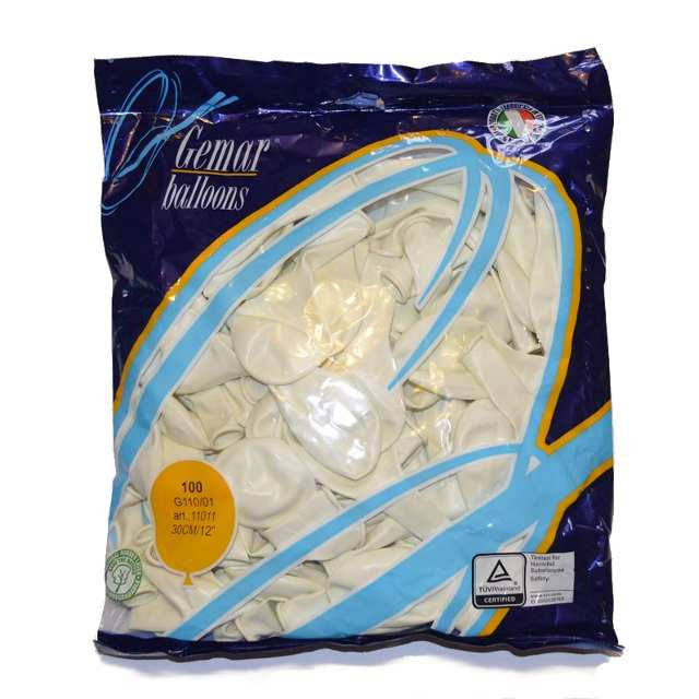 

Воздушные шары Gemar пастель 12"(30 см) белый 100 шт