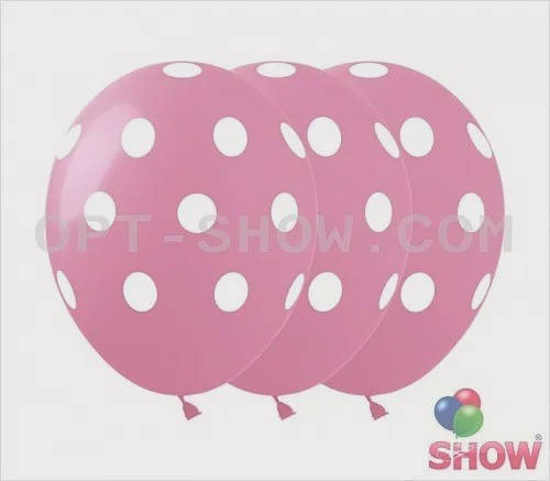 

Латексные воздушные шары Show Горох на розовом, 12" 30 см, 10 шт, Розовый