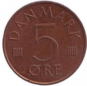 

Монета 5 эре. Королева Маргрете II (1973 - 1988) Дания.(В)