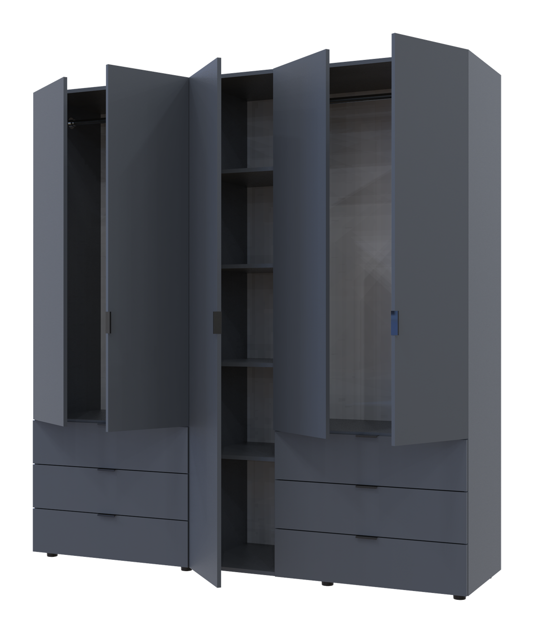 Розпашна Шафа для одягу Doros Гелар комплект Графіт 2+3 ДСП 193,7х49,5х203,4 (42002132) 2