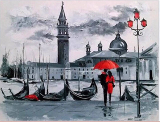 

50*40см Пара у гондол, алмазная живопись, полная выкладка