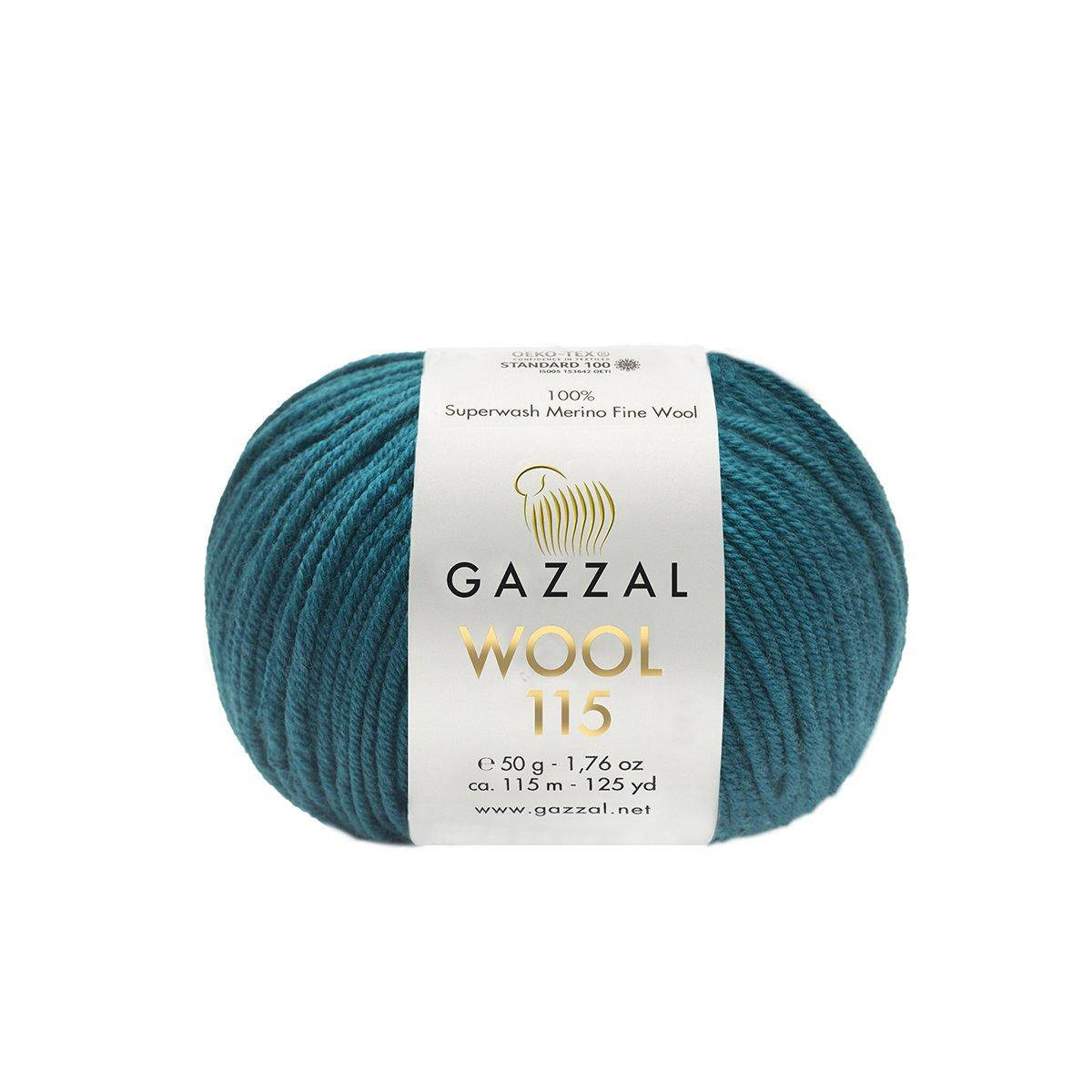 

Gazzal Wool 115 (Газзал Вул 115) № 3328 петроль (Пряжа мериносовая, нитки для вязания), Синий