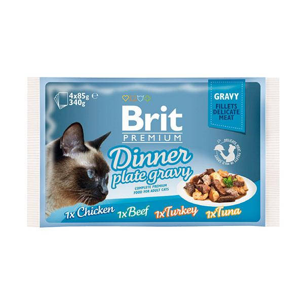 

Brit Premium Cat pouch 85g *4шт - обеденная тарелка паучи в соусе 4 вкуса для кошек