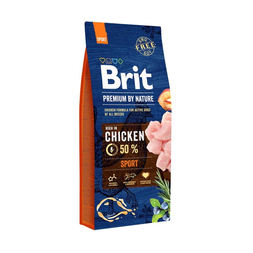 

Сухой корм для активных собак Brit Premium by Nature Sport с курицей 15 кг