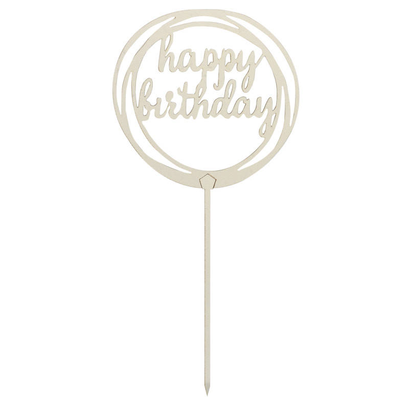 

Топпер из дерева ламинированный белый Happy Birthday