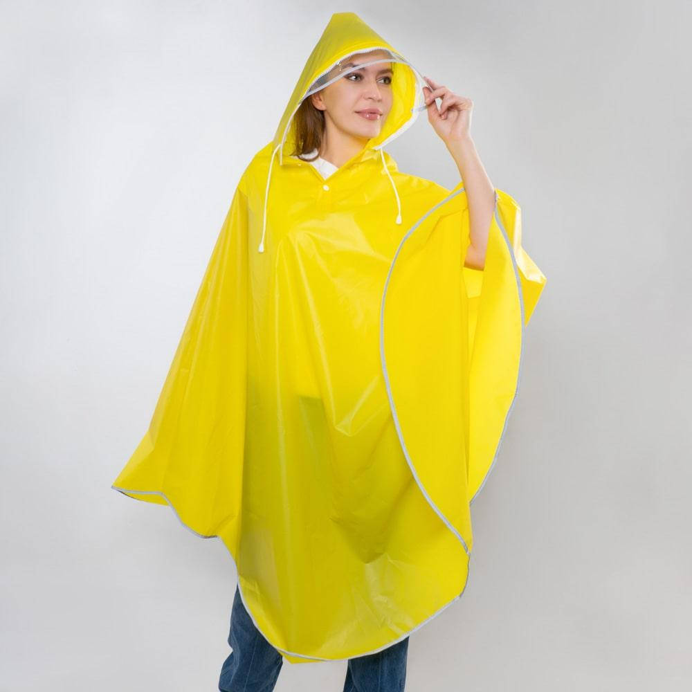 

Дождевик Пончо Женский с защитной маской для лица Minshen Желтый 100% EVA